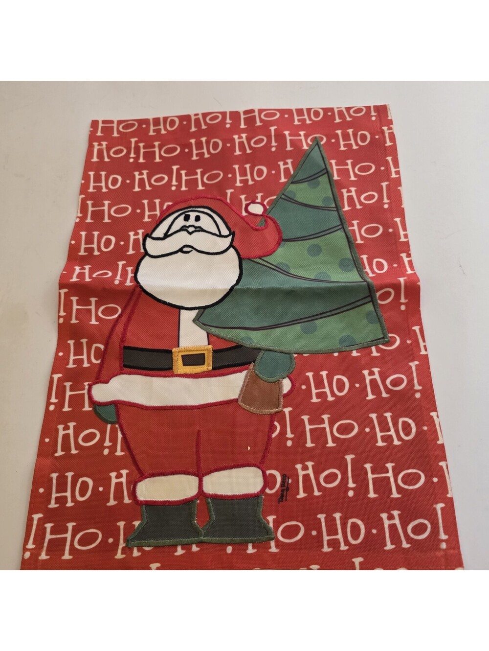 House Yard Flag 12x18 Santa Christmas Tree Winter Red Ho Ho Ho